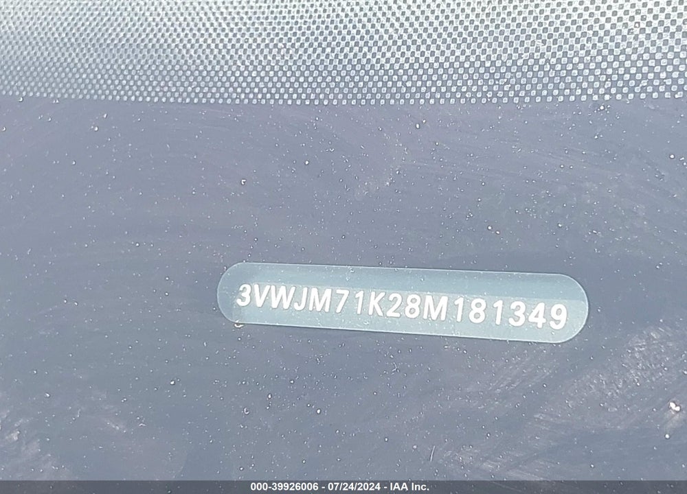 2008 VOLKSWAGEN JETTA S VIN: 3VWJM71K28M181349