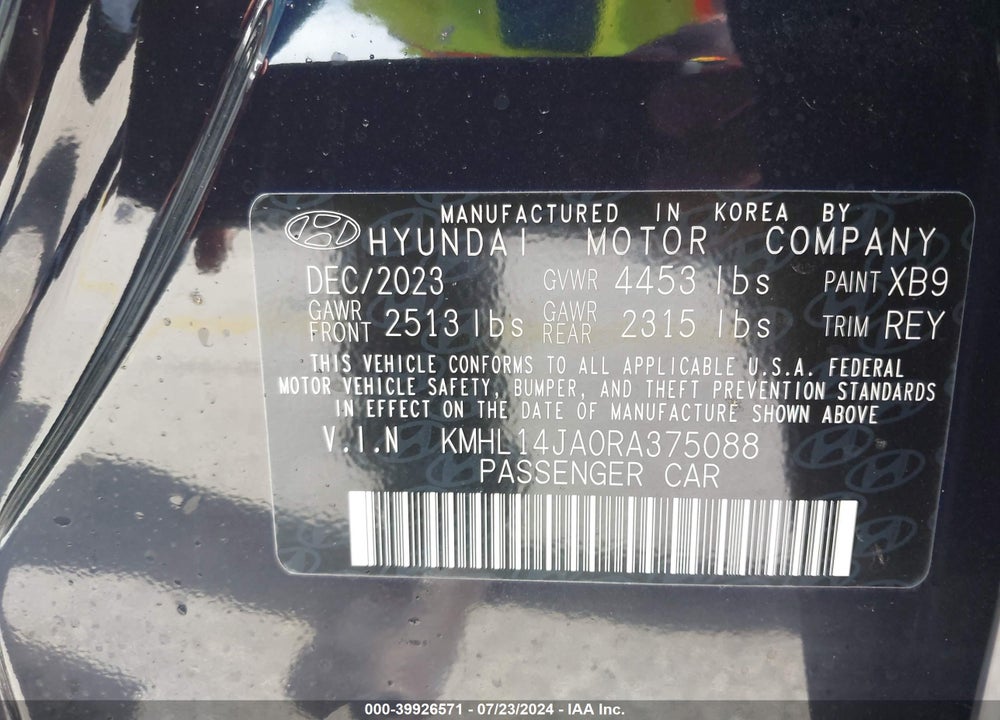 2024 HYUNDAI SONATA SEL VIN: KMHL14JA0RA375088