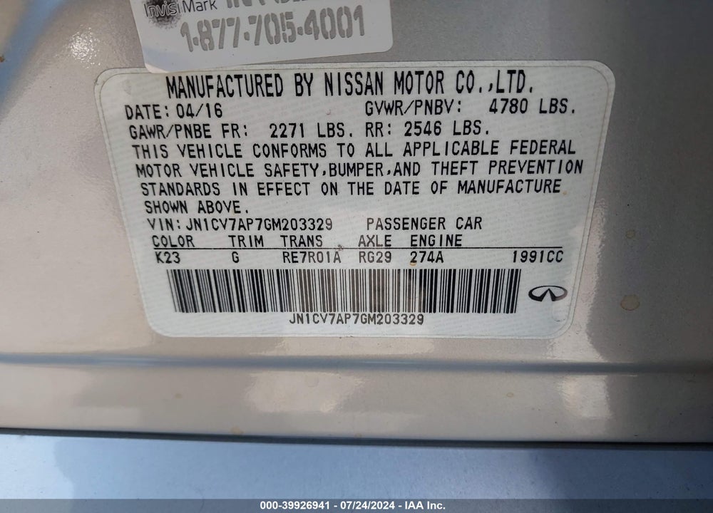 2016 INFINITI Q50 2.0T PREMIUM VIN: JN1CV7AP7GM203329