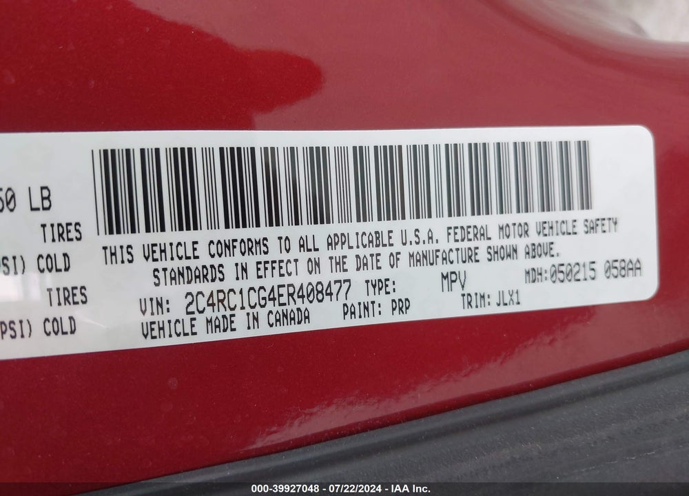 2014 CHRYSLER TOWN & COUNTRY TOURING-L 30TH ANNIVERSARY VIN: 2C4RC1CG4ER408477
