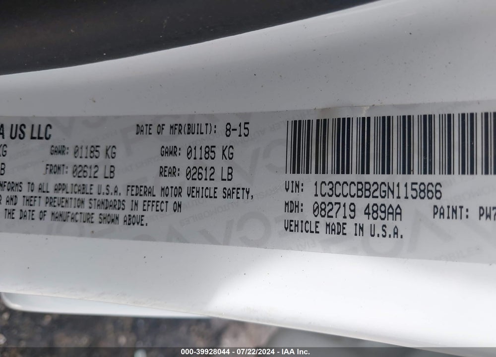 2016 CHRYSLER 200 S VIN: 1C3CCCBB2GN115866