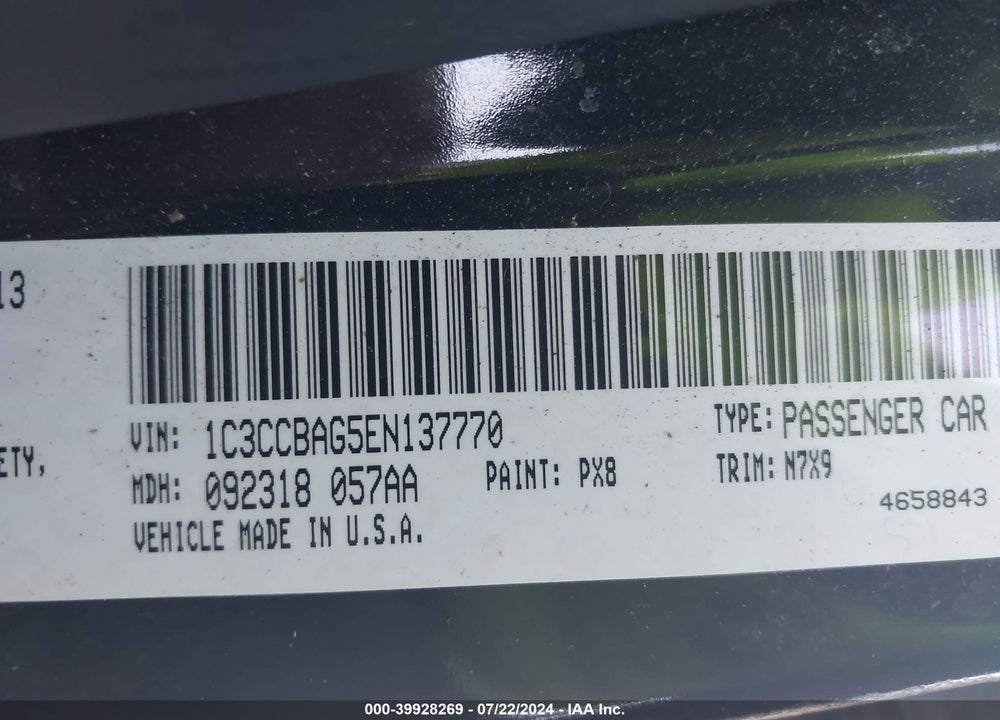 2014 CHRYSLER 200 LX VIN: 1C3CCBAG5EN137770