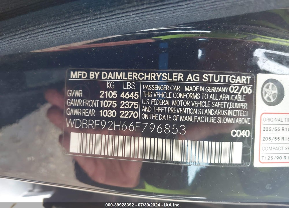 2006 MERCEDES-BENZ C 280 LUXURY 4MATIC VIN: WDBRF92H66F796853