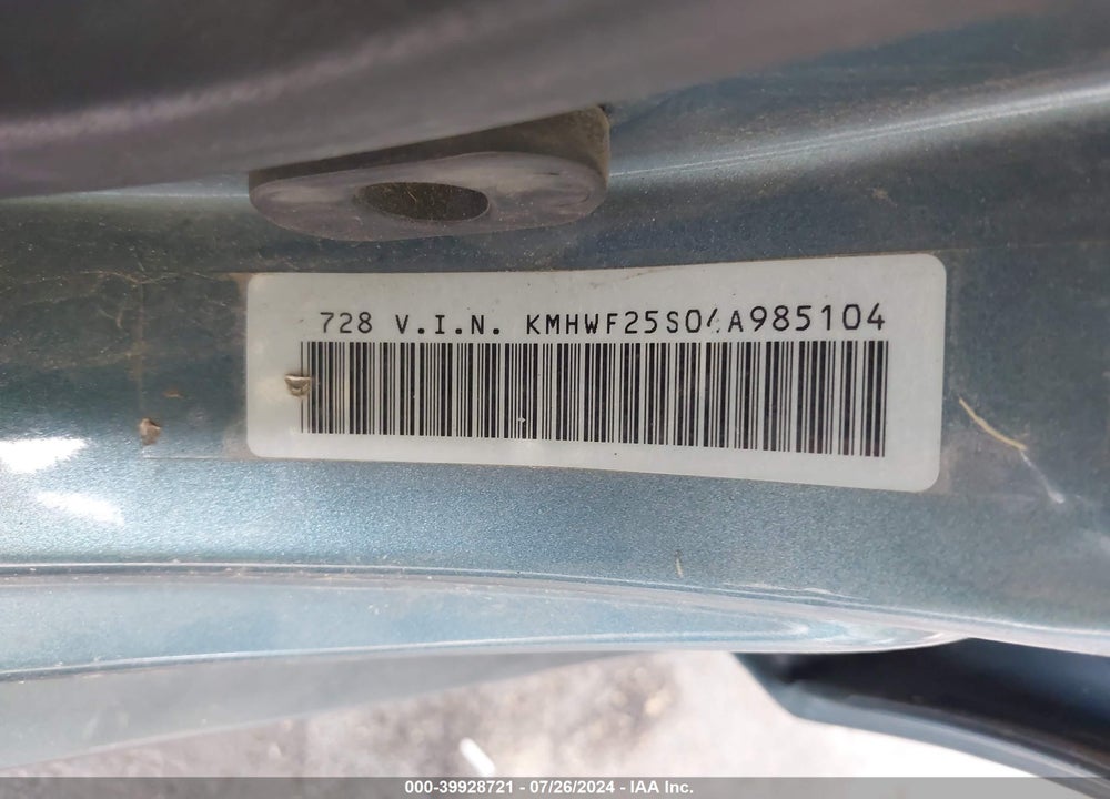 2004 HYUNDAI SONATA VIN: KMHWF25S04A985104