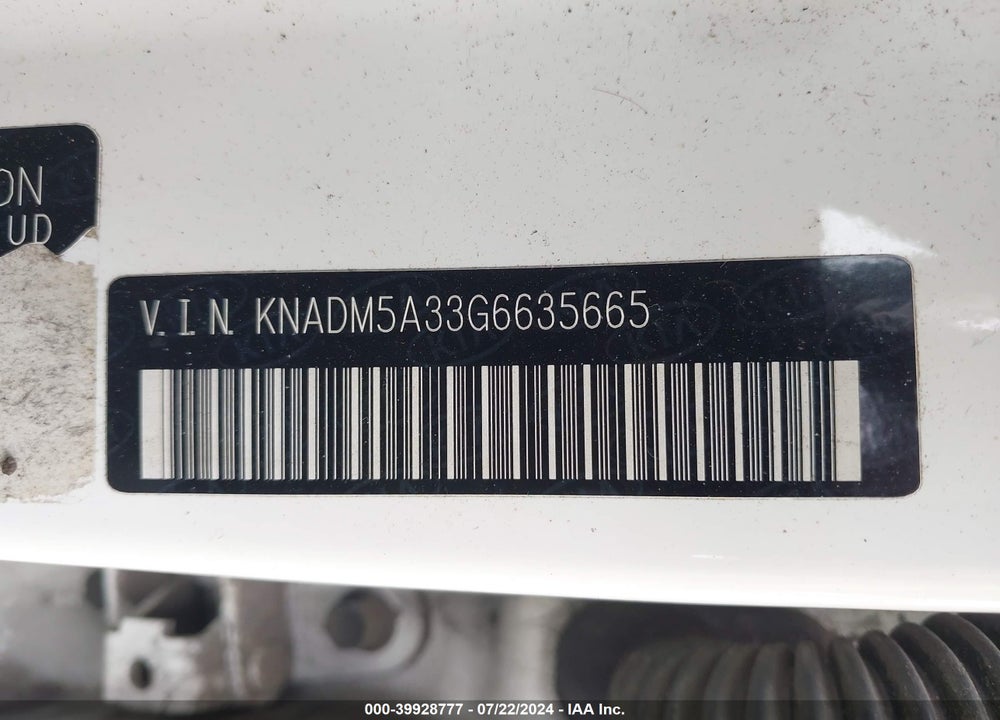 2016 KIA RIO LX VIN: KNADM5A33G6635665