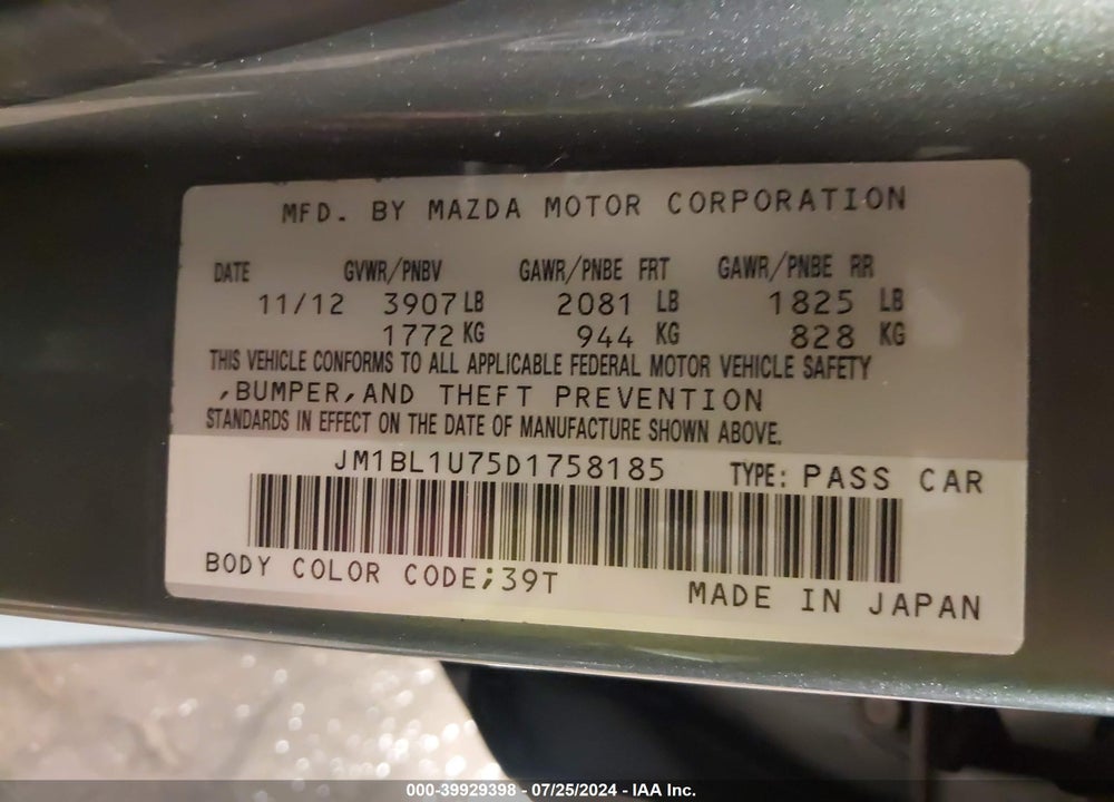 2013 MAZDA 3 I SPORT VIN: JM1BL1U75D1758185