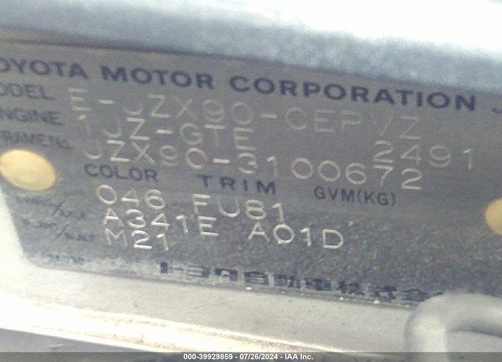 1996 TOYOTA CRESTA VIN: JZX903100672