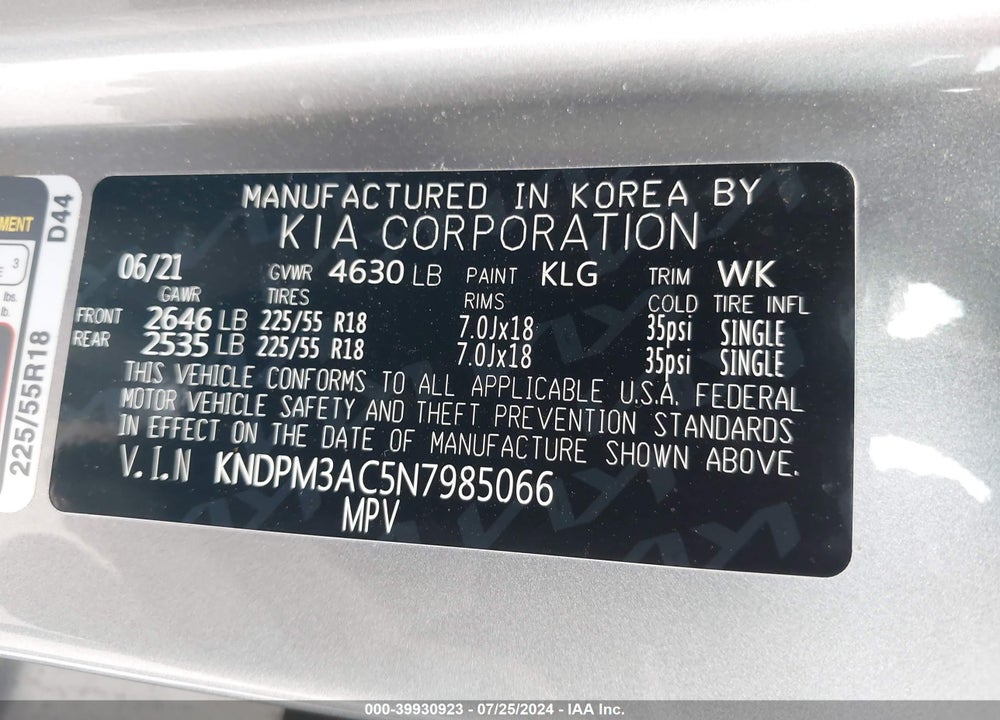 2022 KIA SPORTAGE LX VIN: KNDPM3AC5N7985066