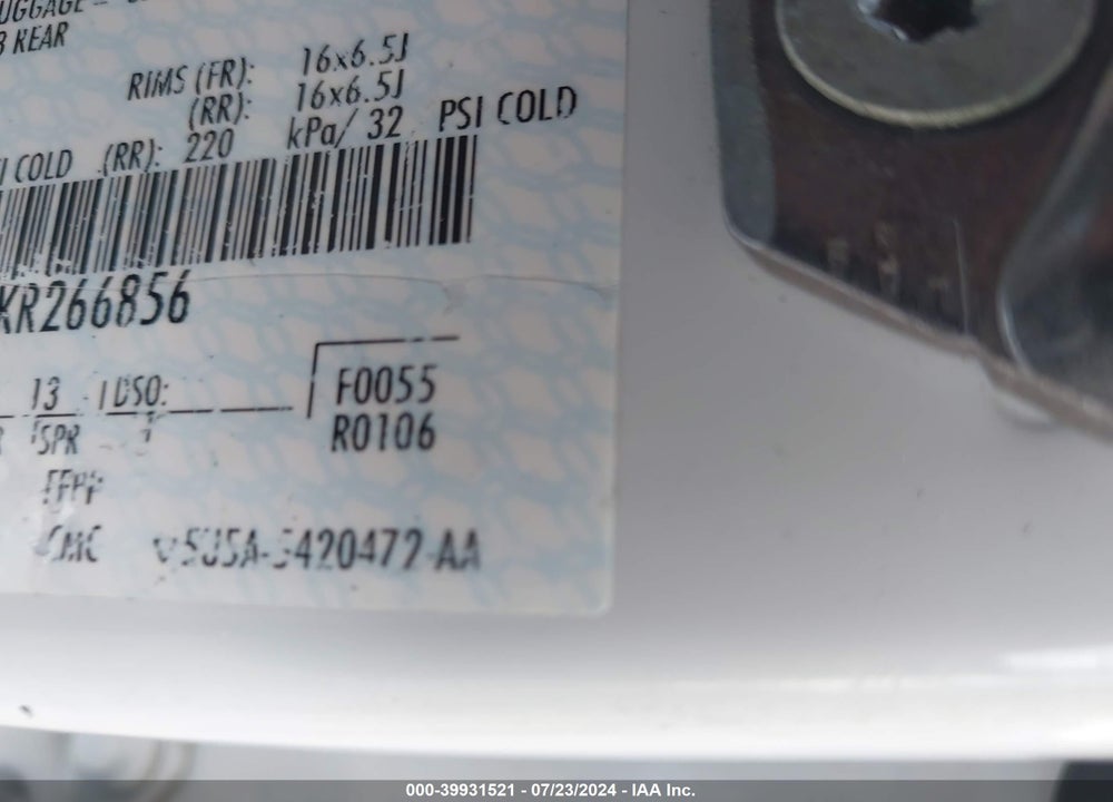 2019 FORD FUSION VIN: 3FA6P0G73KR266856