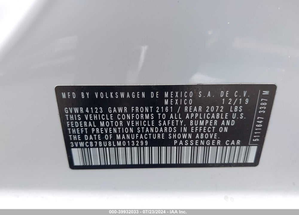 2020 VOLKSWAGEN JETTA 1.4T R-LINE/1.4T S/1.4T SE VIN: 3VWCB7BU8LM013299