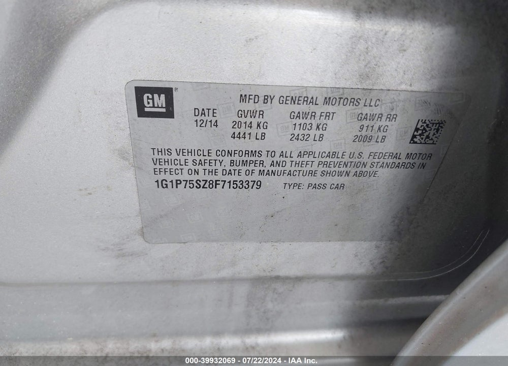 2015 CHEVROLET CRUZE DIESEL VIN: 1G1P75SZ8F7153379
