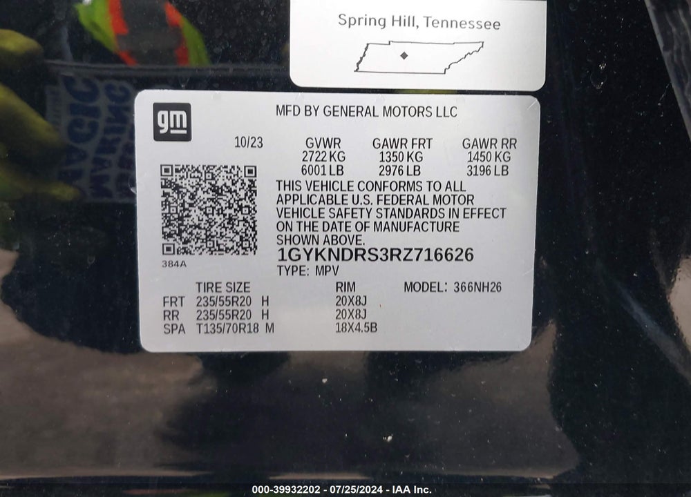 2024 CADILLAC XT5 AWD PREMIUM LUXURY VIN: 1GYKNDRS3RZ716626