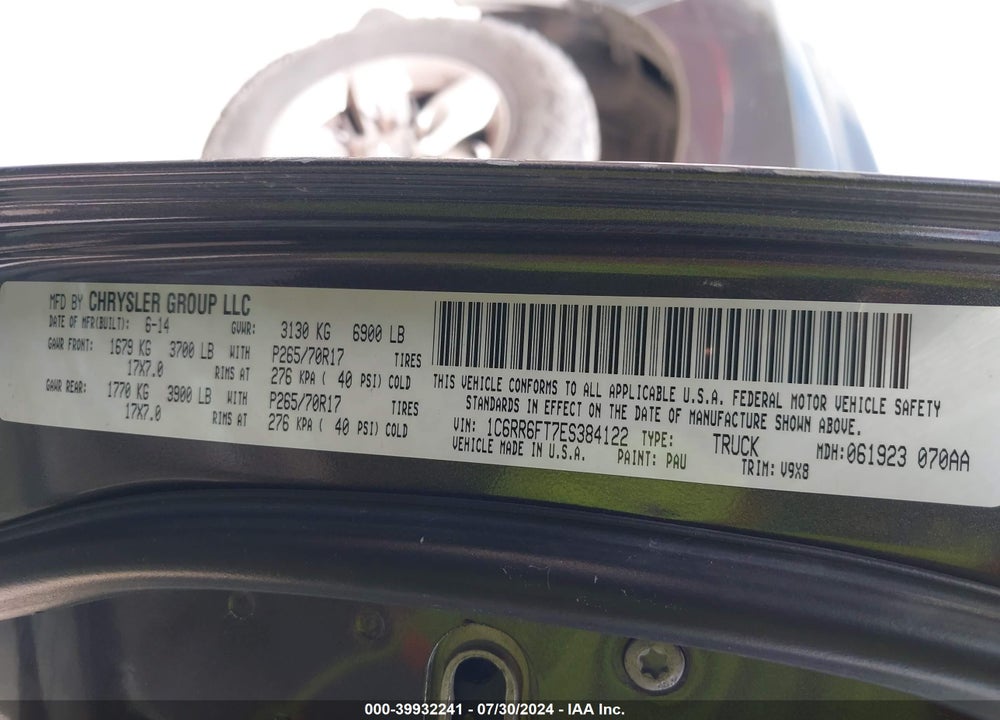 2014 RAM 1500 TRADESMAN VIN: 1C6RR6FT7ES384122