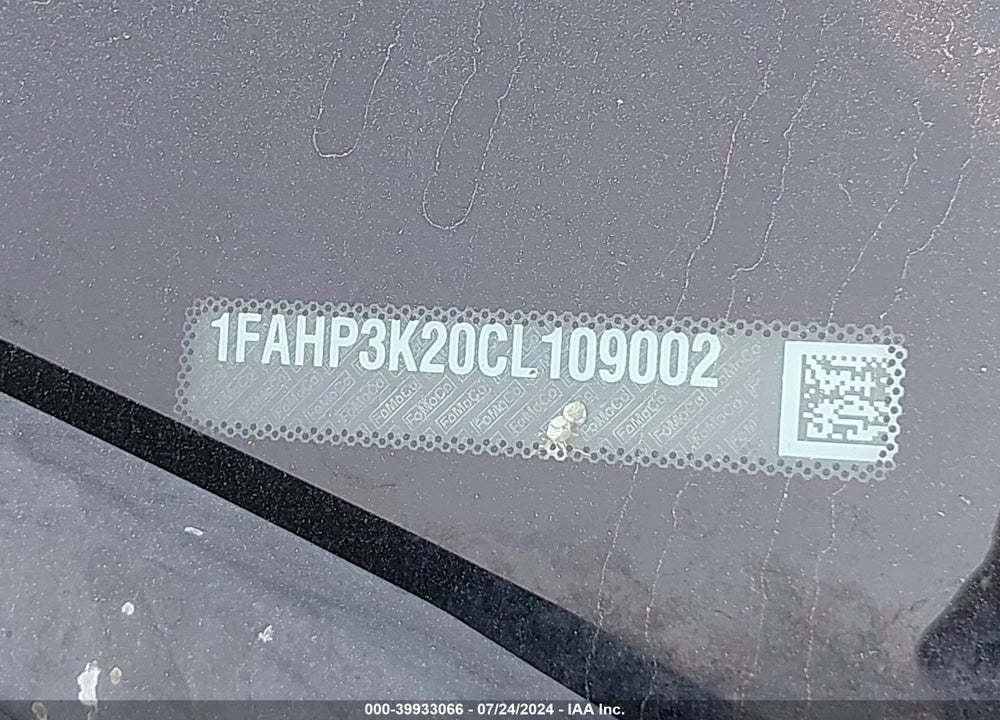 2012 FORD FOCUS SE VIN: 1FAHP3K20CL109002
