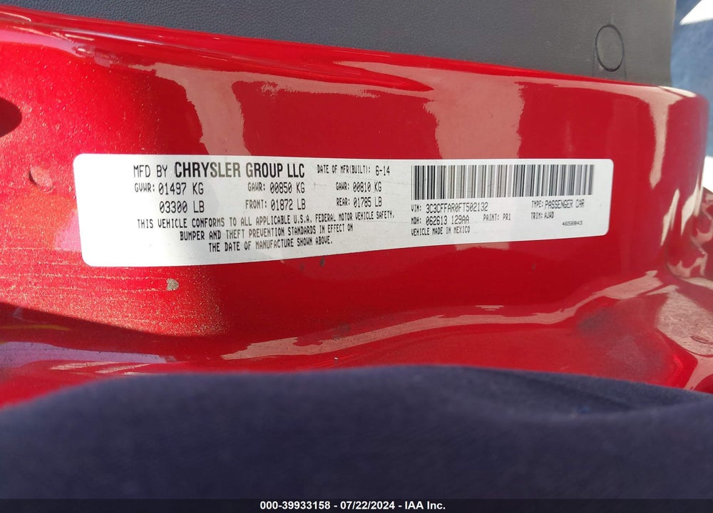 2015 FIAT 500 POP VIN: 3C3CFFAR0FT502132