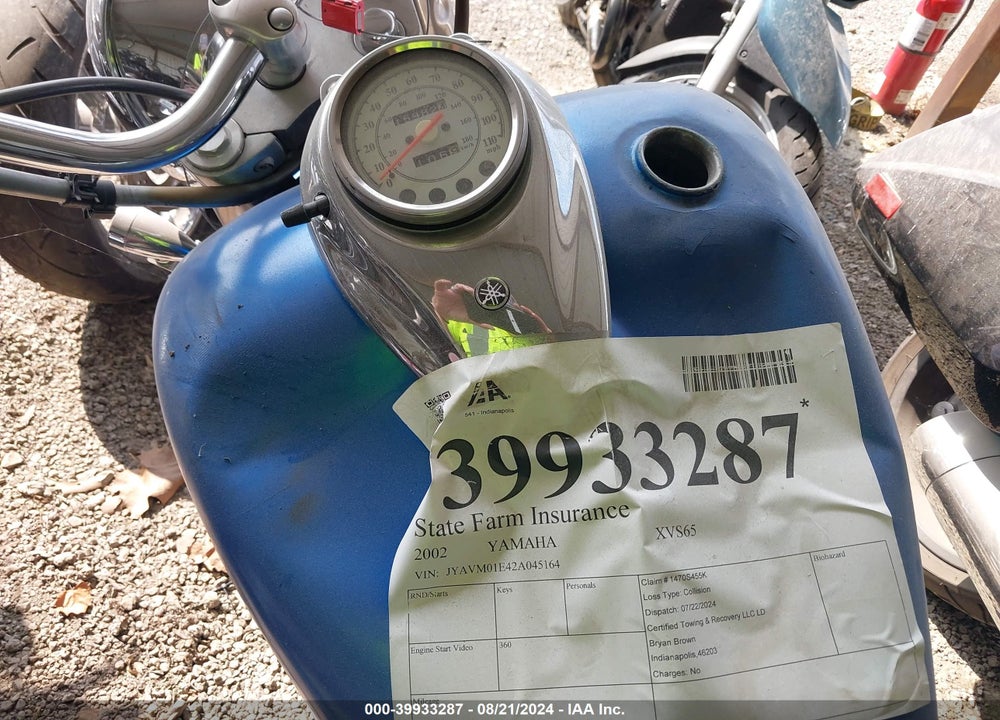 2002 YAMAHA XVS65 A VIN: JYAVM01E42A045164