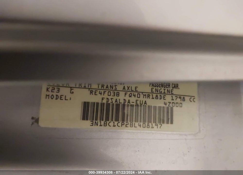 2011 NISSAN VERSA 1.8S VIN: 3N1BC1CP2BL408197