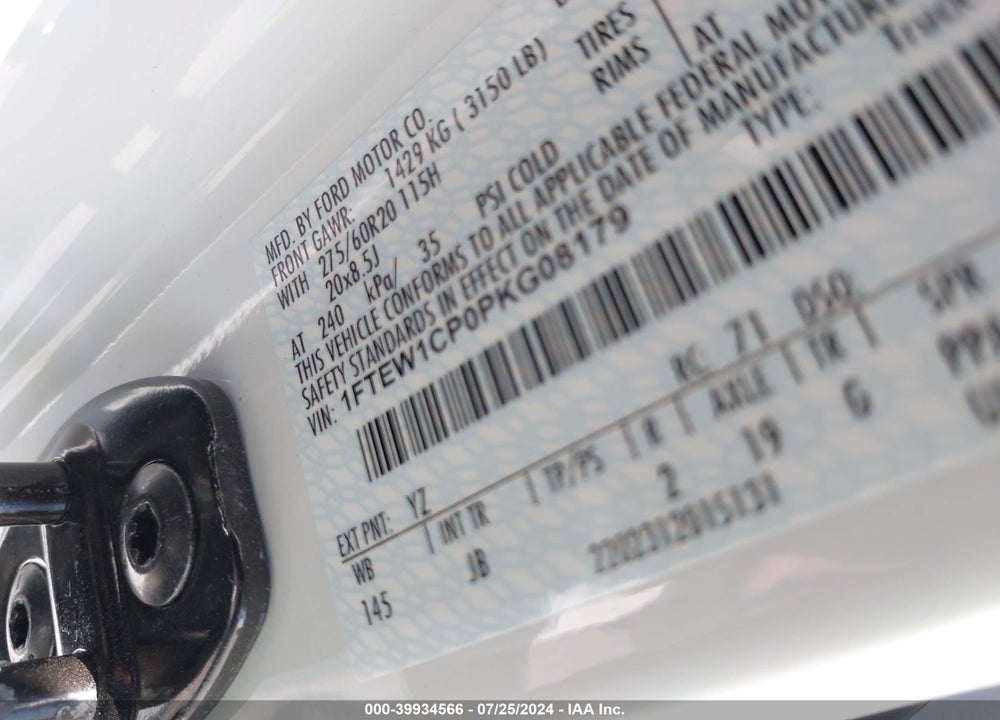 2023 FORD F-150 VIN: 1FTEW1CP0PKG08179
