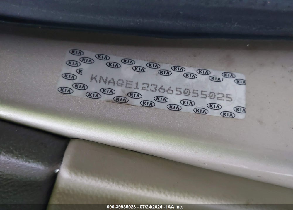 2006 KIA OPTIMA EX NEW/LX NEW VIN: KNAGE123665055025
