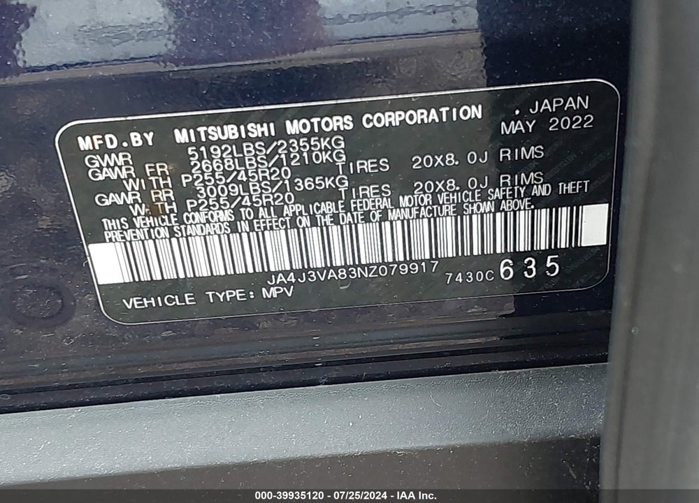 2022 MITSUBISHI OUTLANDER SEL SPECIAL EDITION 2WD VIN: JA4J3VA83NZ079917