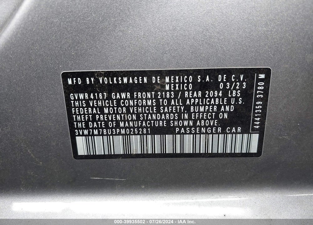2023 VOLKSWAGEN JETTA 1.5T SE VIN: 3VW7M7BU3PM025281