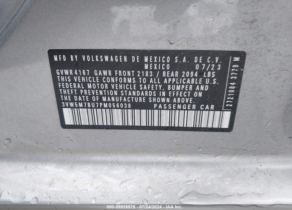 2023 VOLKSWAGEN JETTA 1.5T S VIN: 3VW5M7BU7PM056038