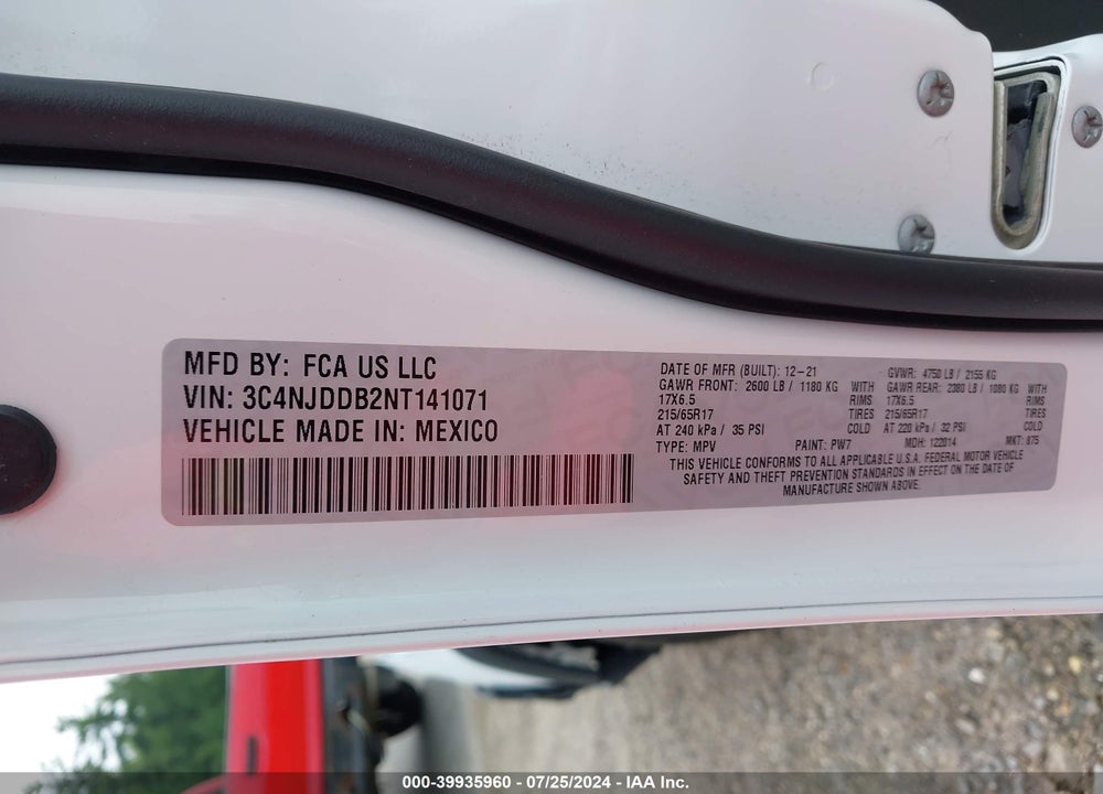 2022 JEEP COMPASS TRAILHAWK 4X4 VIN: 3C4NJDDB2NT141071