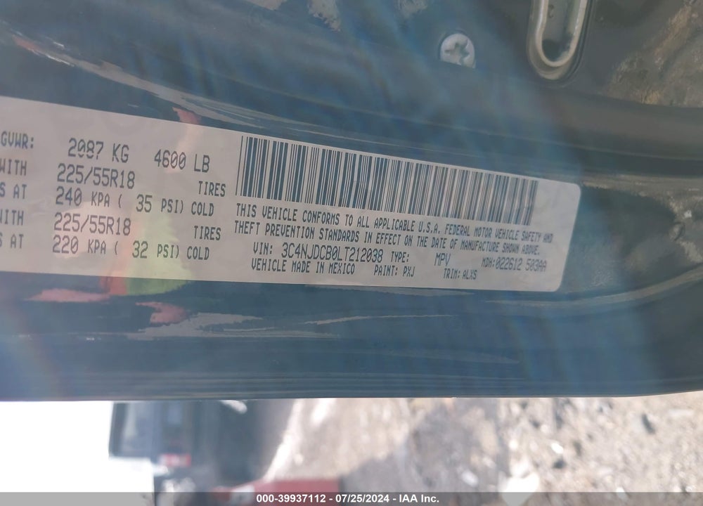 2020 JEEP COMPASS LIMITED 4X4 VIN: 3C4NJDCB0LT212038