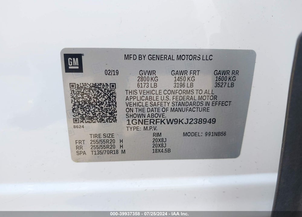 2019 CHEVROLET TRAVERSE LS VIN: 1GNERFKW9KJ238949