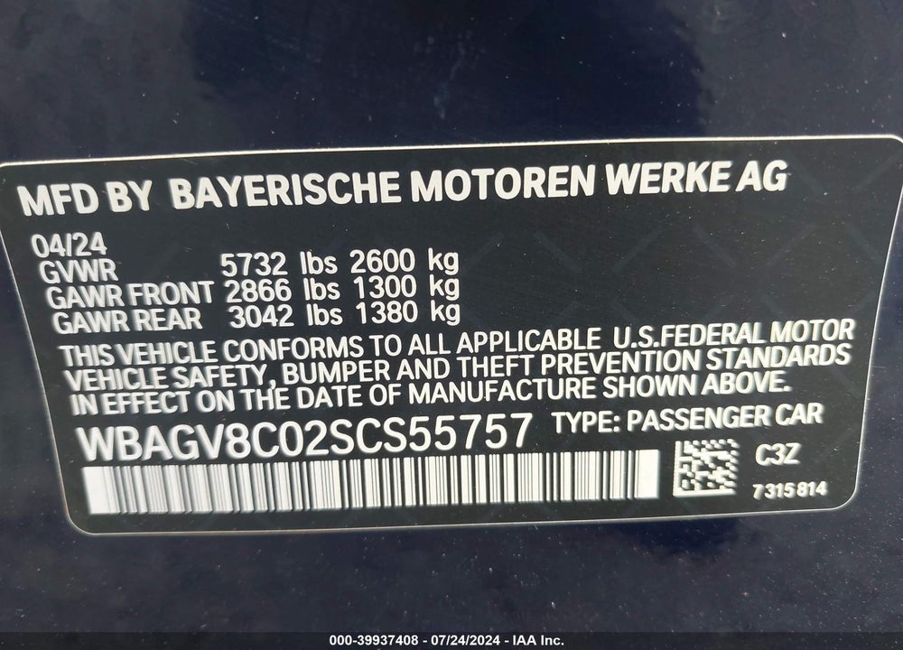 2025 BMW M850I GRAN COUPE XDRIVE VIN: WBAGV8C02SCS55757