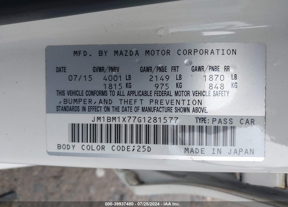 2016 MAZDA 3 I GRAND TOURING VIN: JM1BM1X77G1281577