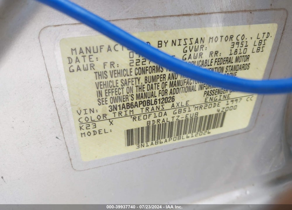 2011 NISSAN SENTRA 2.0S VIN: 3N1AB6AP0BL612026