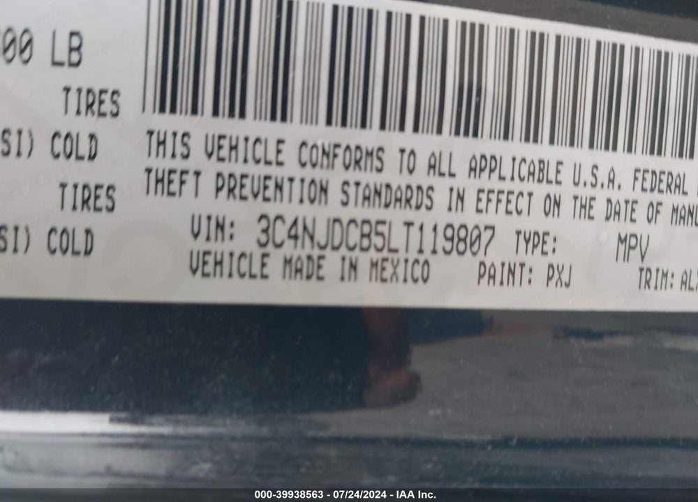 2020 JEEP COMPASS LIMITED 4X4 VIN: 3C4NJDCB5LT119807