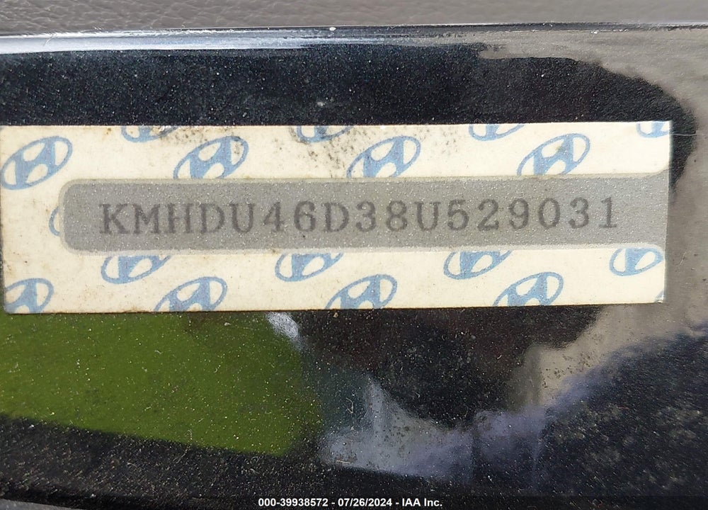 2008 HYUNDAI ELANTRA GLS/SE VIN: KMHDU46D38U529031