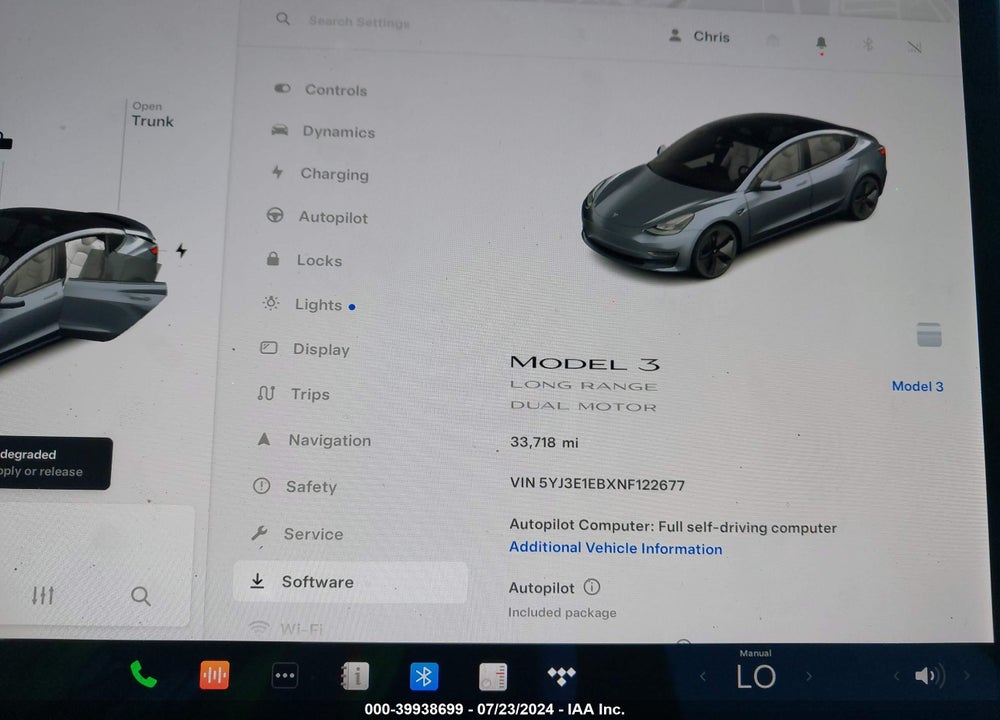 2022 TESLA MODEL 3 LONG RANGE DUAL MOTOR ALL-WHEEL DRIVE VIN: 5YJ3E1EBXNF122677
