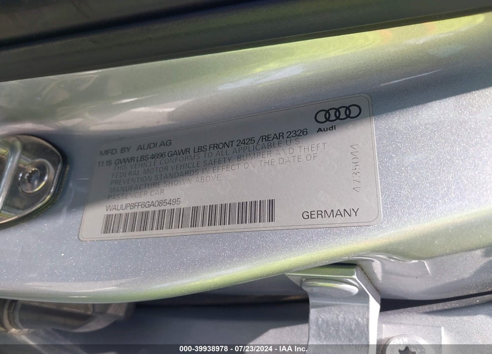 2016 AUDI A3 E-TRON 1.4T PREMIUM VIN: WAUUPBFF6GA085495