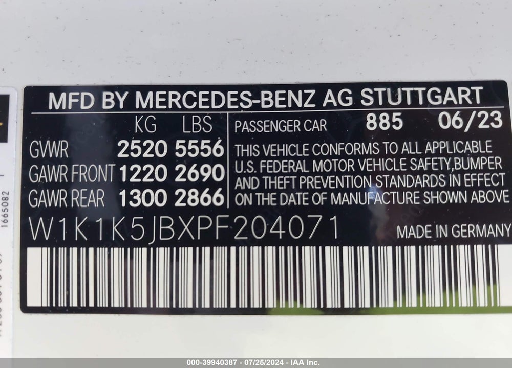 2023 MERCEDES-BENZ E 450 VIN: W1K1K5JBXPF204071