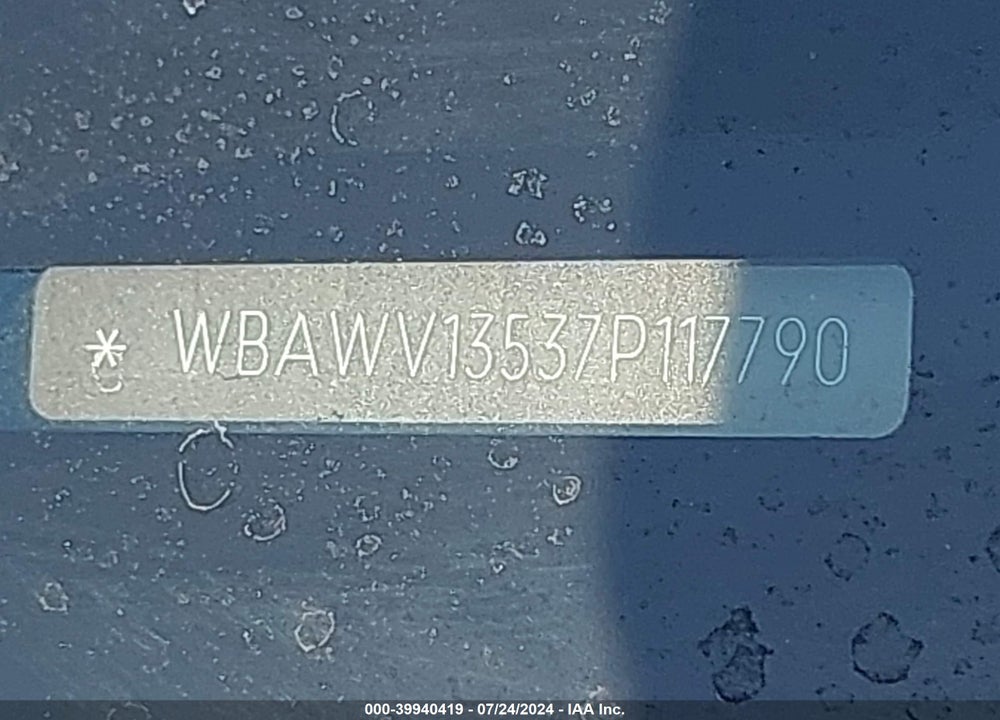 2007 BMW 328I VIN: WBAWV13537P117790