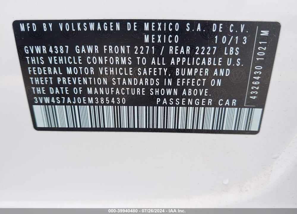 2014 VOLKSWAGEN JETTA GLI AUTOBAHN W/NAV VIN: 3VW4S7AJ0EM385430