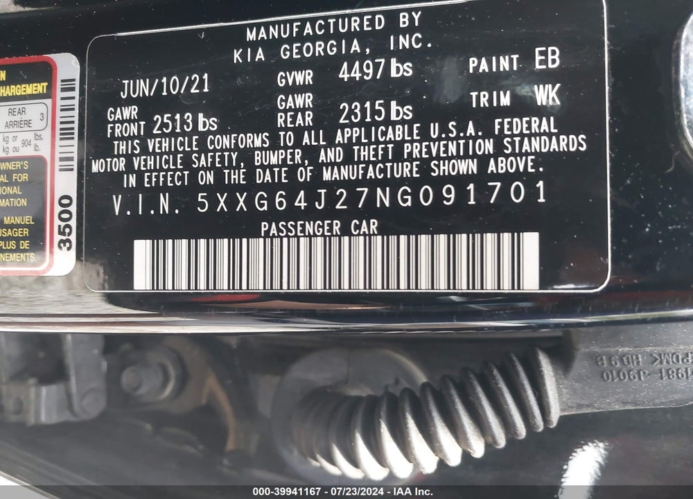 2022 KIA K5 GT LINE VIN: 5XXG64J27NG091701