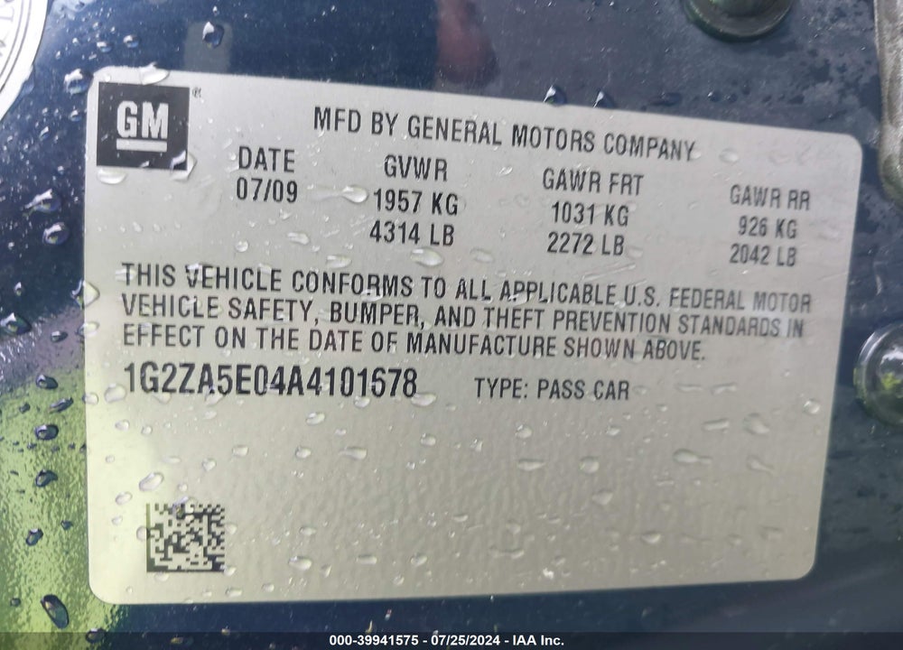 2010 PONTIAC G6 VIN: 1G2ZA5E04A4101678