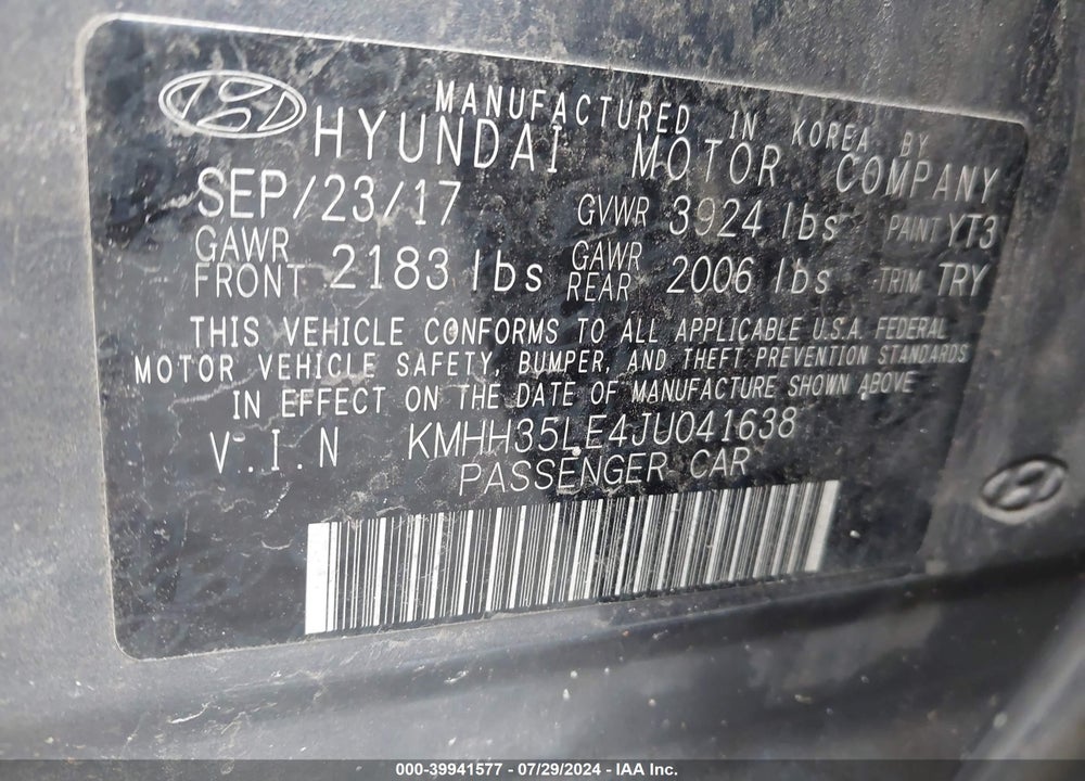 2018 HYUNDAI ELANTRA GT VIN: KMHH35LE4JU041638