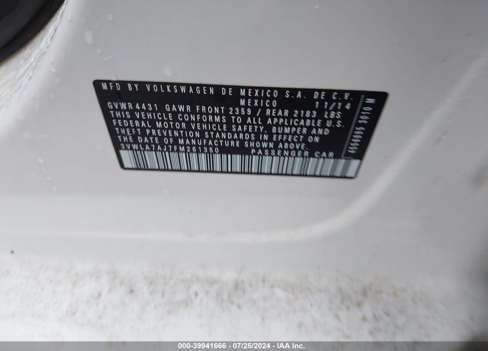 2015 VOLKSWAGEN JETTA 2.0L TDI SEL VIN: 3VWLA7AJ7FM261350