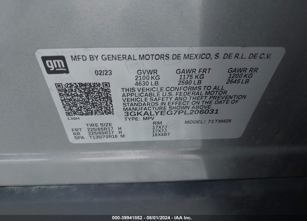 2023 GMC TERRAIN AWD AT4 VIN: 3GKALYEG7PL206031