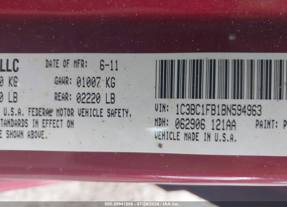 2011 CHRYSLER 200 TOURING VIN: 1C3BC1FB1BN594963