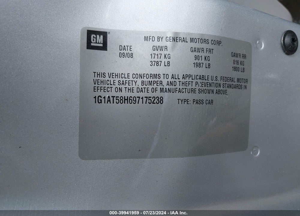 2009 CHEVROLET COBALT LT VIN: 1G1AT58H697175238