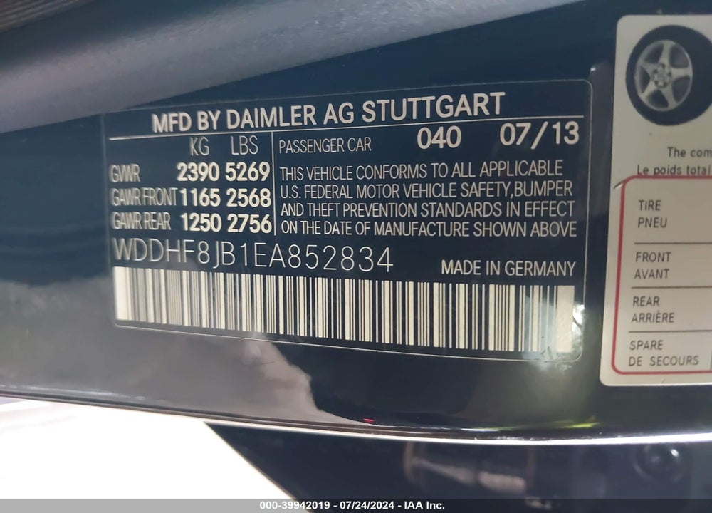 2014 MERCEDES-BENZ E 350 4MATIC VIN: WDDHF8JB1EA852834