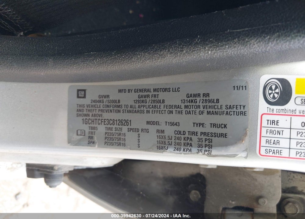 2012 CHEVROLET COLORADO 1LT VIN: 1GCHTCFE3C8126261