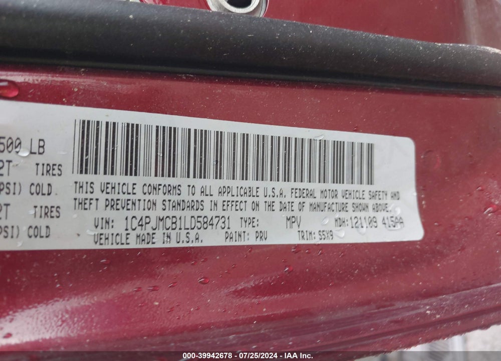 2020 JEEP CHEROKEE LATITUDE 4X4 VIN: 1C4PJMCB1LD584731