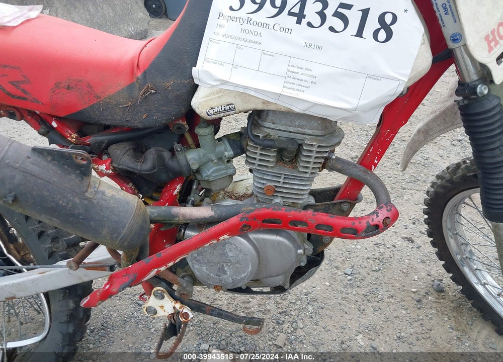 1999 HONDA XR100 R VIN: JH2HE0305XK804896